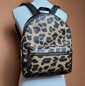 Coach f87754 medium charlie backpack with leopard print Clearance